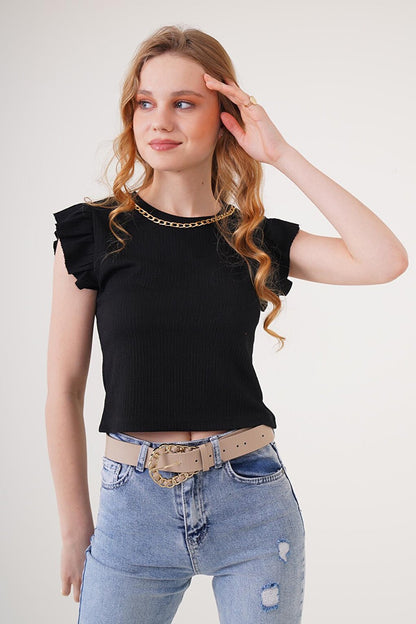 0430 Knitted Blouse - Black