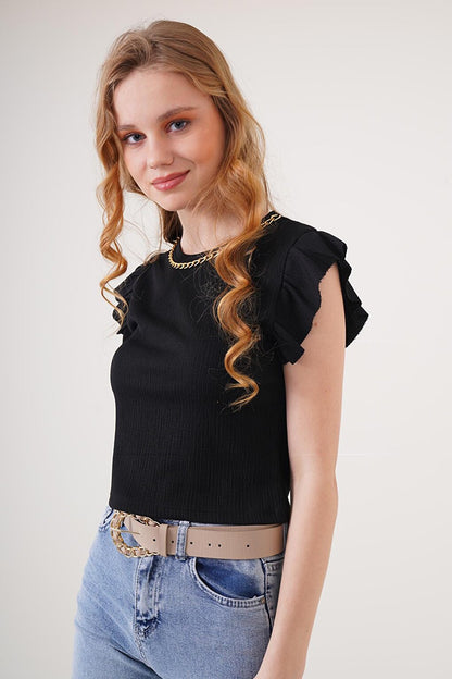 0430 Knitted Blouse - Black