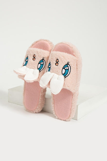 Cute Rabbit Open Front Fur Inside Thermal Sole Women's House Slippers P01-19-23Open