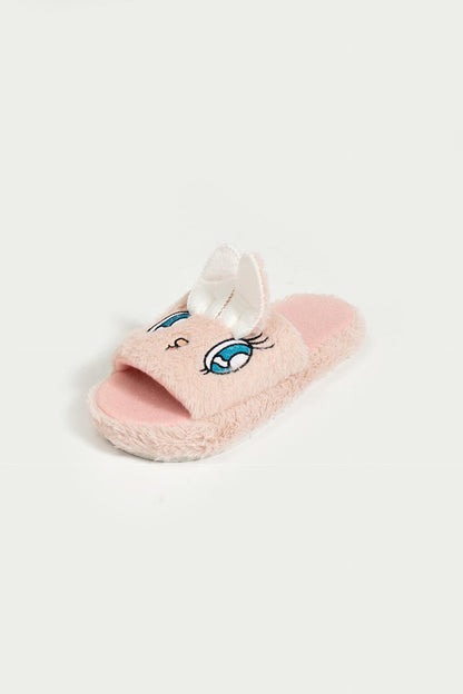 Cute Rabbit Open Front Fur Inside Thermal Sole Women's House Slippers P01-19-23Open