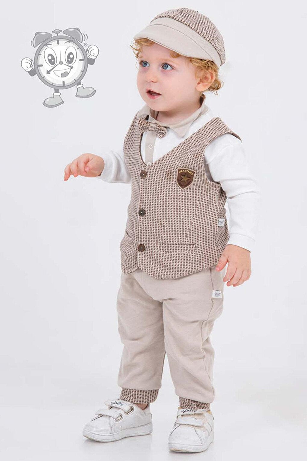 Baby Boy Set of 4 with Cream Vest and Hat 16189