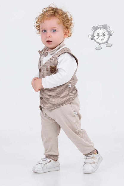 Baby Boy Set of 4 with Cream Vest and Hat 16189