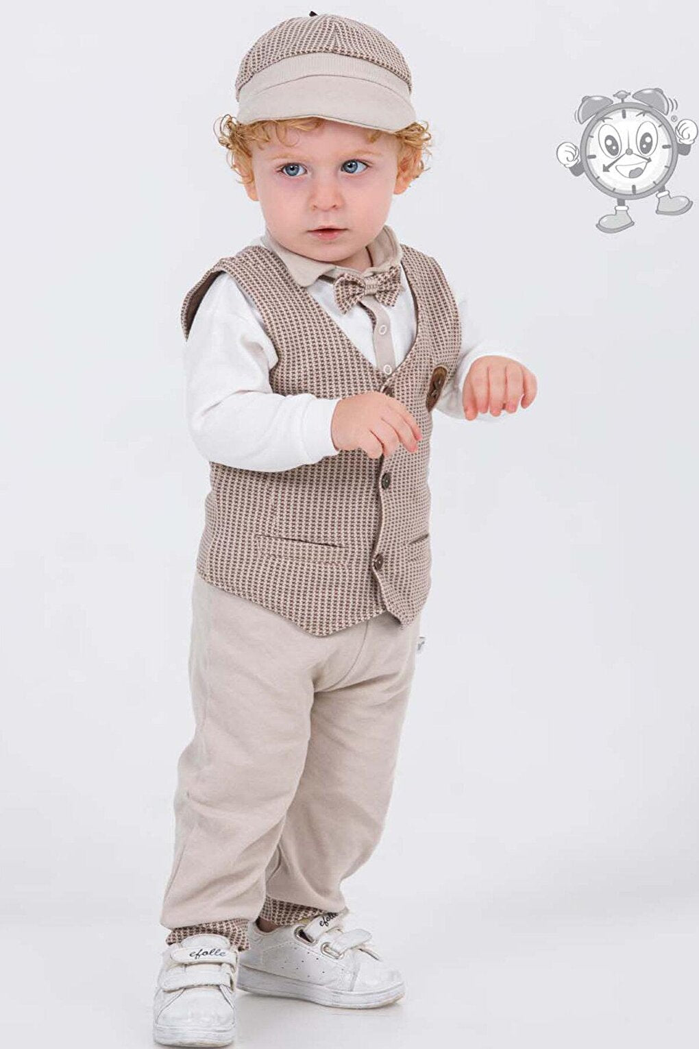 Baby Boy Set of 4 with Cream Vest and Hat 16189