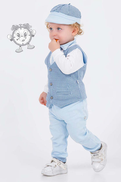 Baby Boy Set of 4 with Blue Vest and Hat 16190