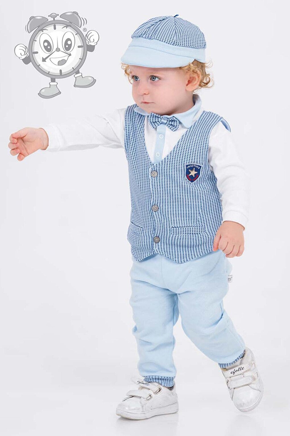 Baby Boy Set of 4 with Blue Vest and Hat 16190