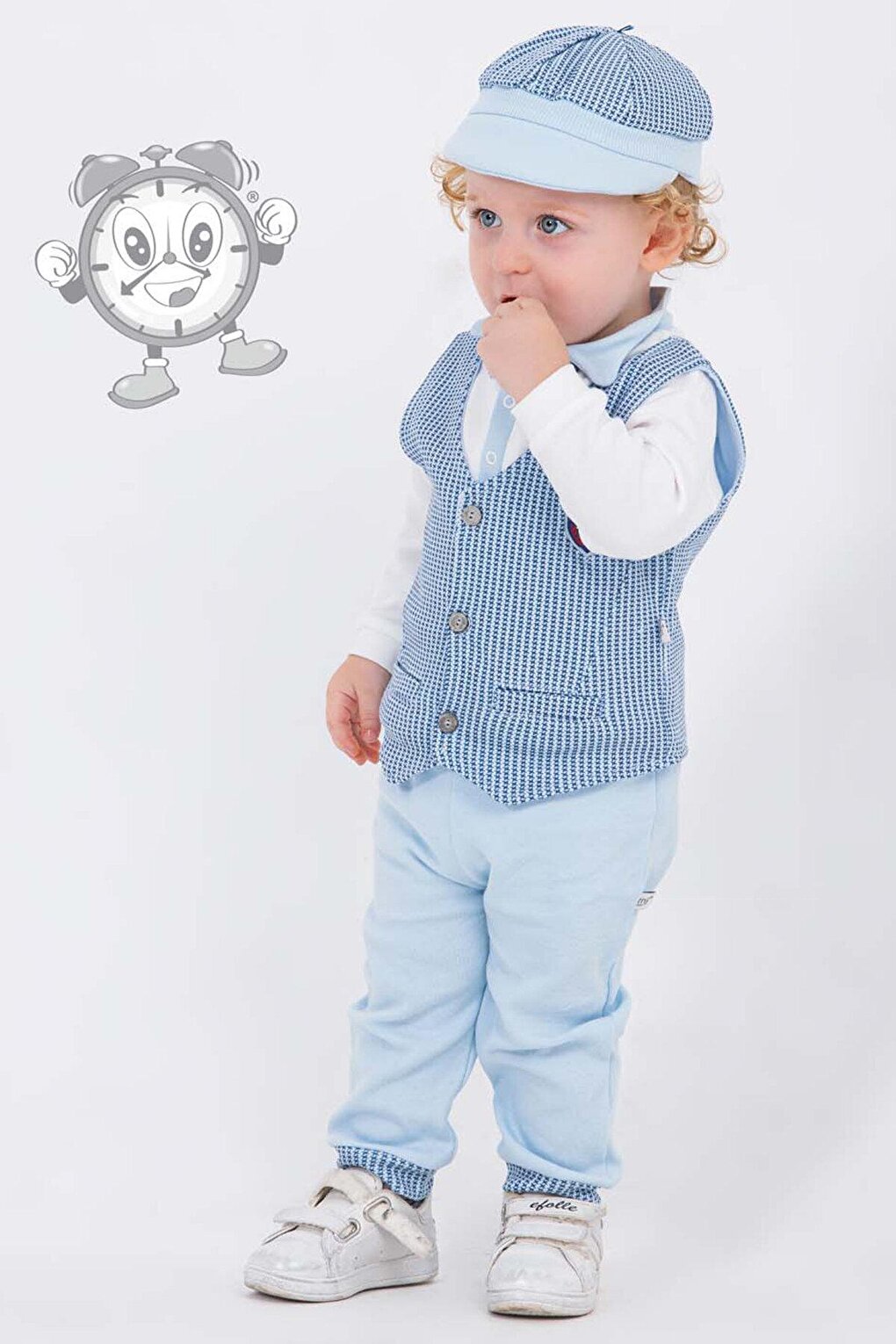 Baby Boy Set of 4 with Blue Vest and Hat 16190