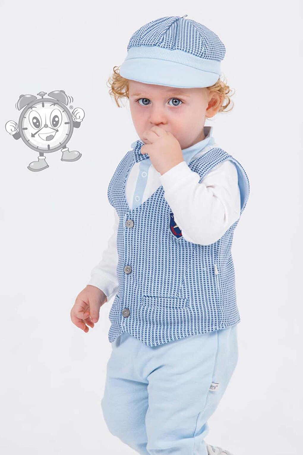 Baby Boy Set of 4 with Blue Vest and Hat 16190