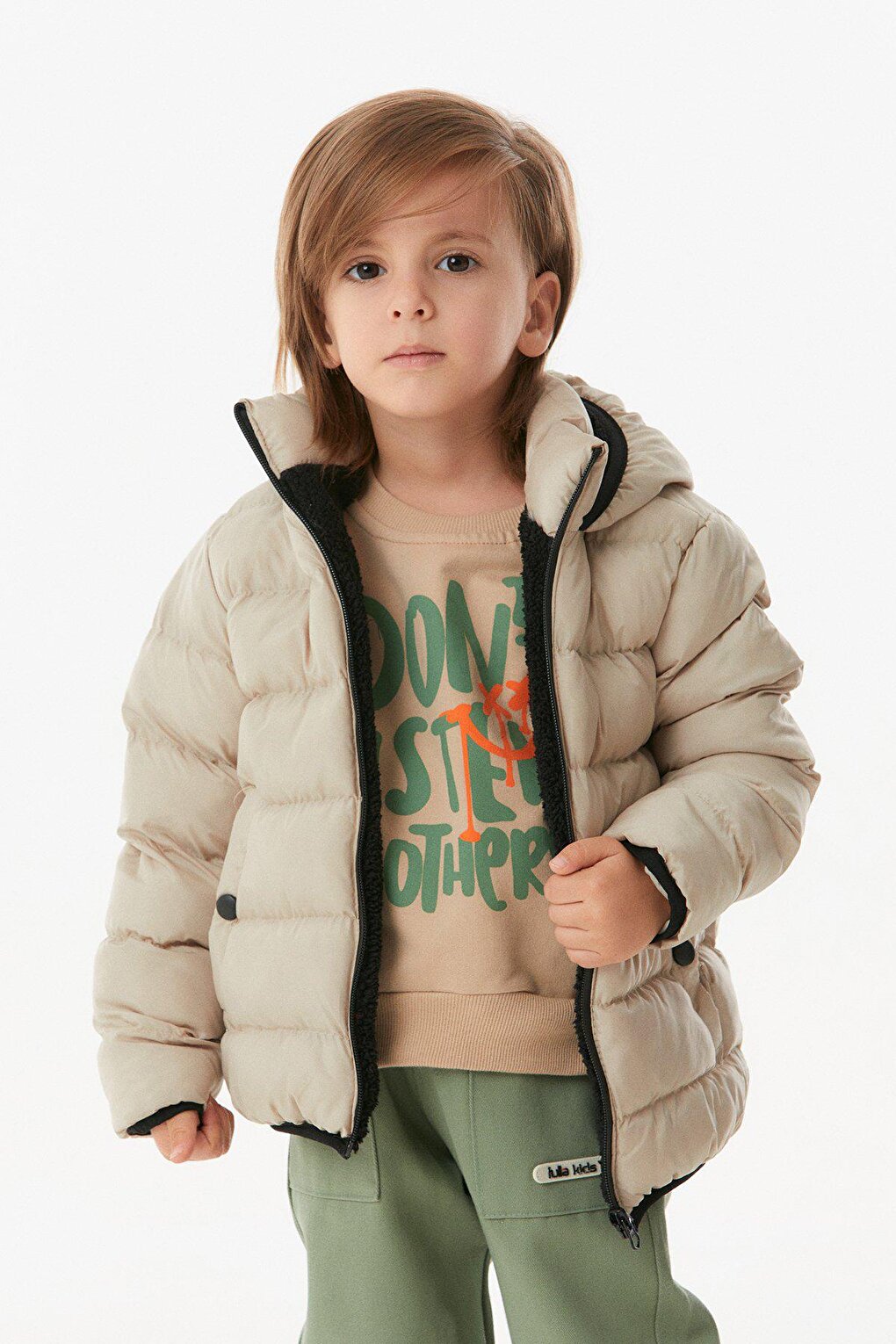 Hooded Unisex Children's Puffer Coat with Snap Pockets