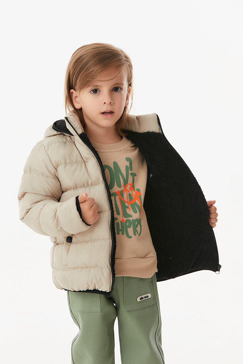 Hooded Unisex Children's Puffer Coat with Snap Pockets