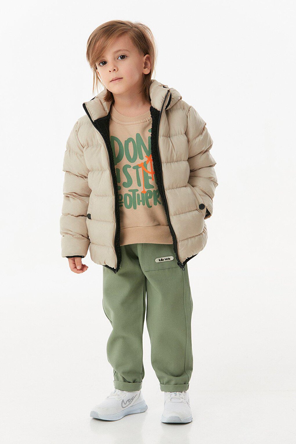 Hooded Unisex Children's Puffer Coat with Snap Pockets