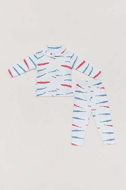 Printed Baby Collar Unisex Children's Pajama Set