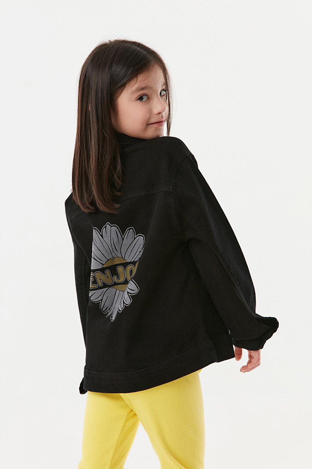 Printed Double Pocket Girls' Jean Jacket