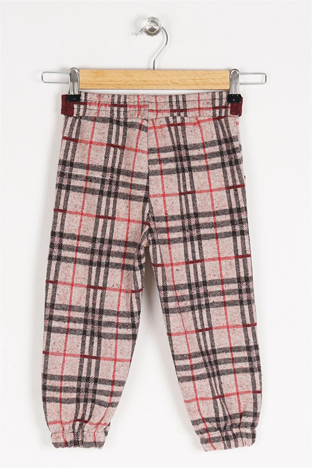 Girl's Plaid Patterned Belted Waist Trousers