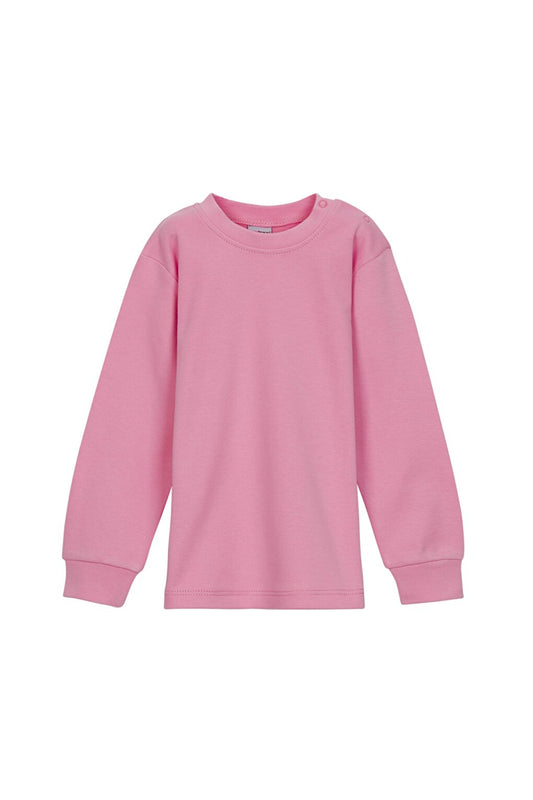 Pink Girl's Plaid Crew Neck Long Sleeve T-Shirt