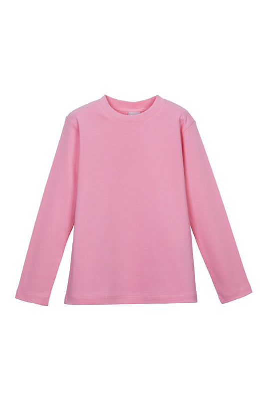 Pink Girl's Interlock Crew Neck Long Sleeve T-Shirt