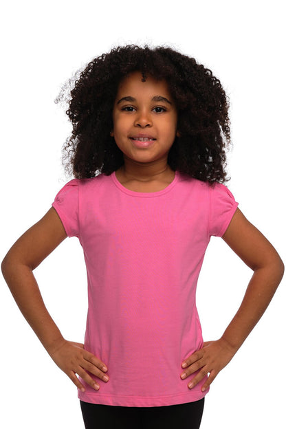 Candy Pink Girl's Short Sleeve Basic T-Shirt