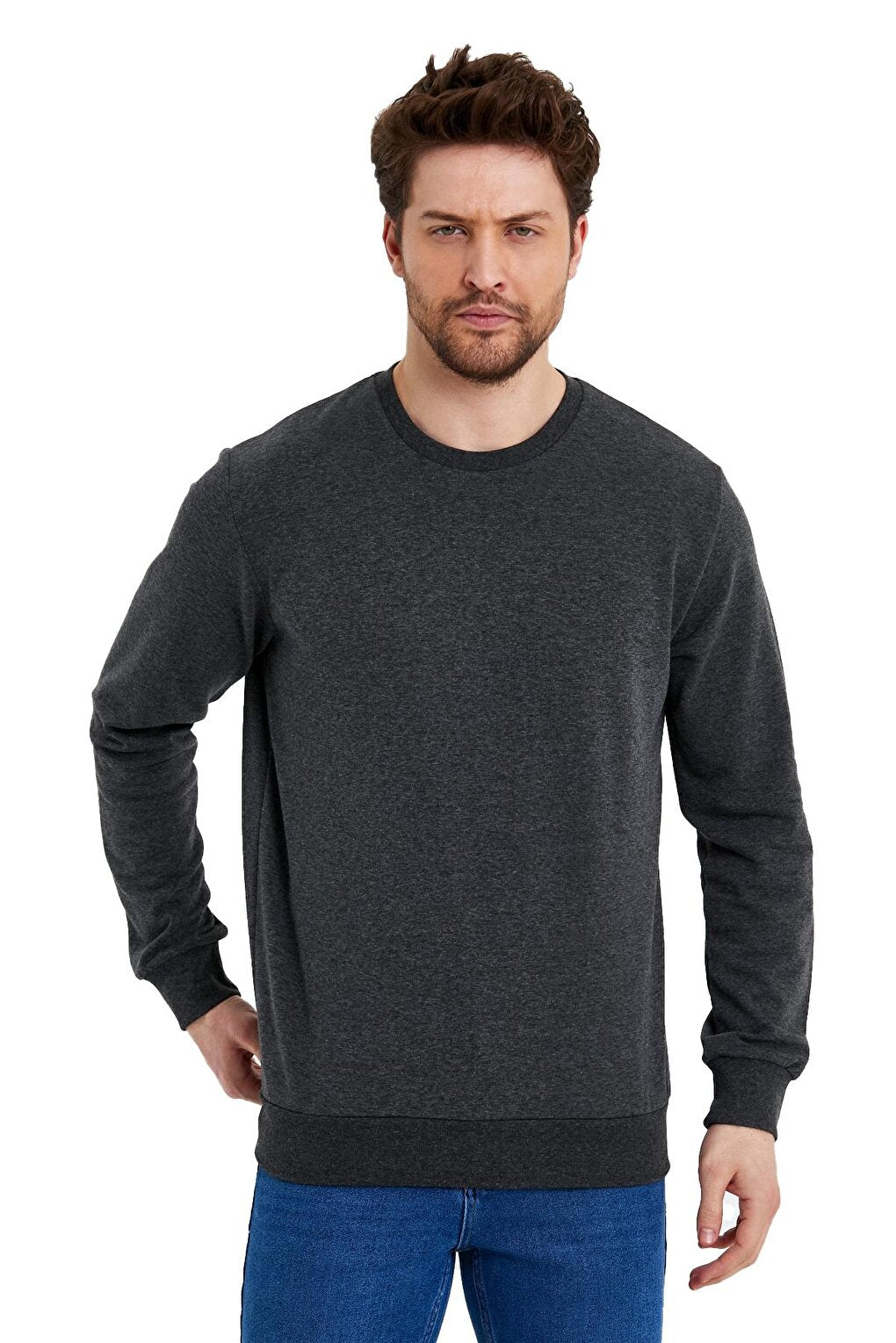 Crew Neck Basic Thin Men's Sweatshirt