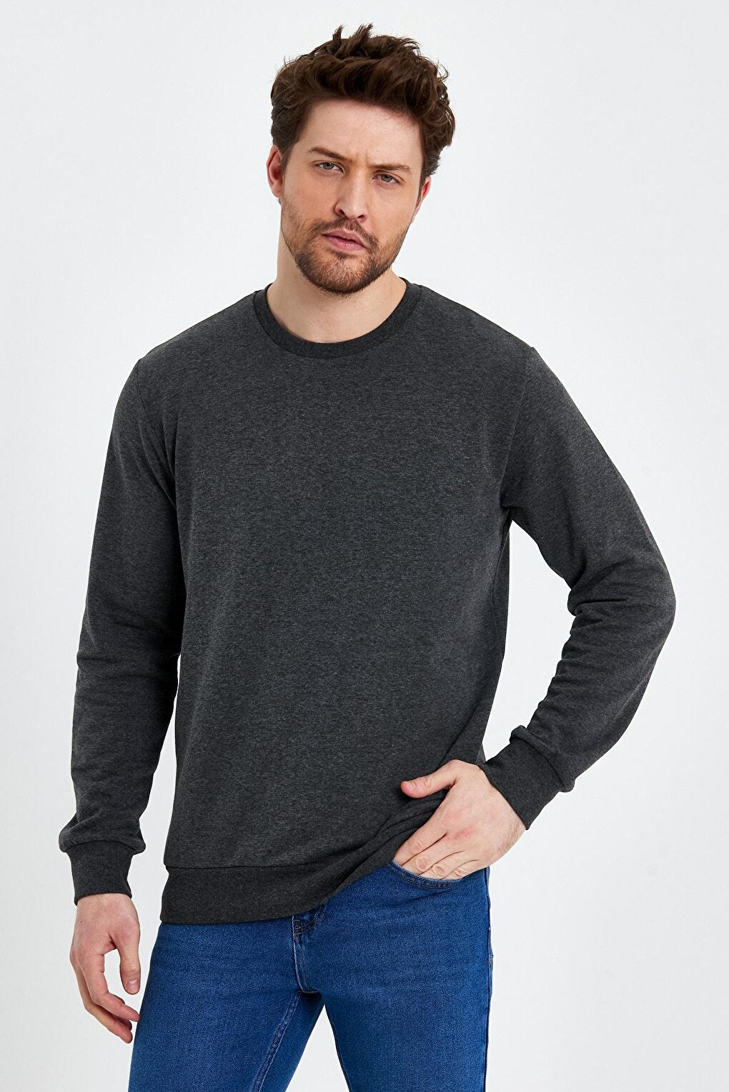 Crew Neck Basic Thin Men's Sweatshirt