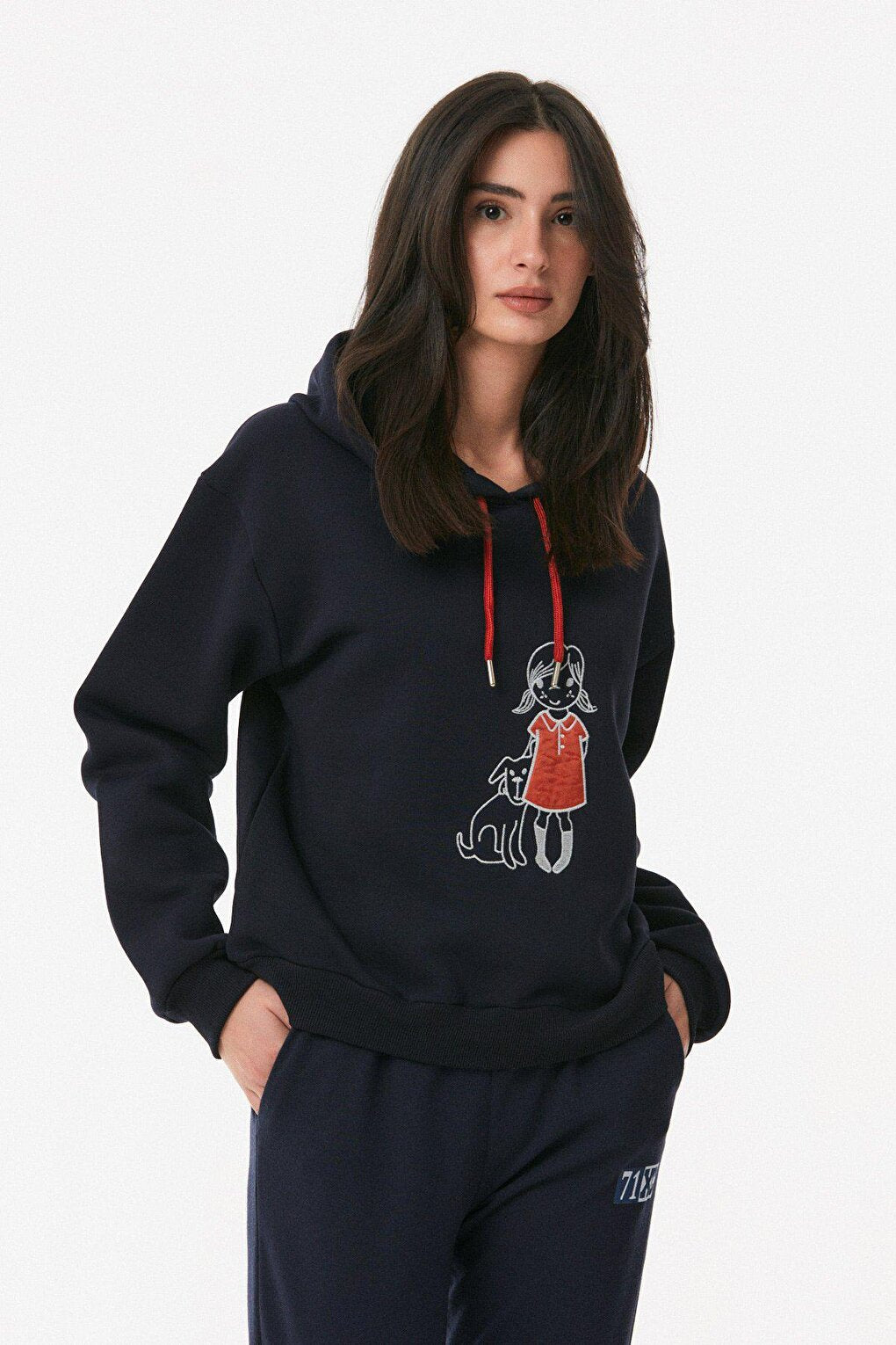 Embroidered Hooded Sweatshirt