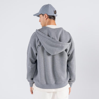 James Men's Gray Melange Kangaroo Pocket Hooded Oversize Zipper Sweatshirt