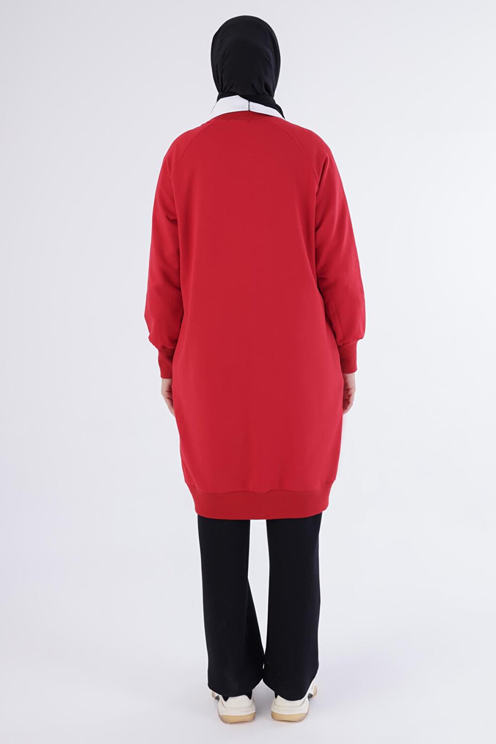 Red Faith Written Embroidered Sweat Tunic