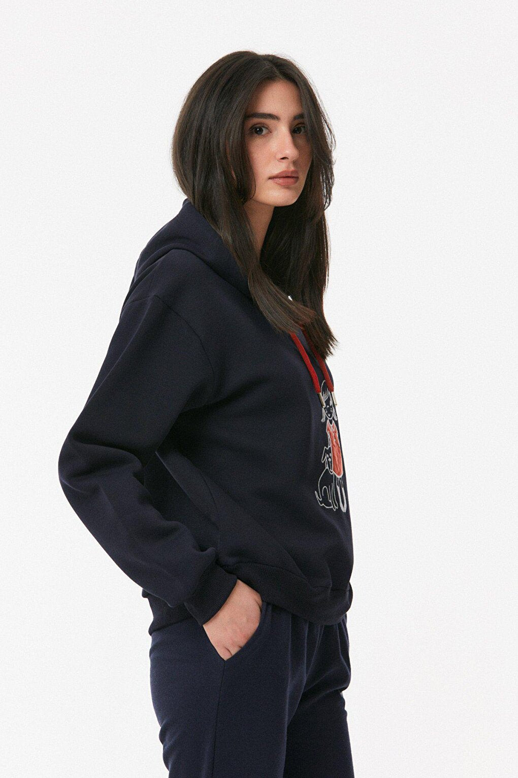 Embroidered Hooded Sweatshirt