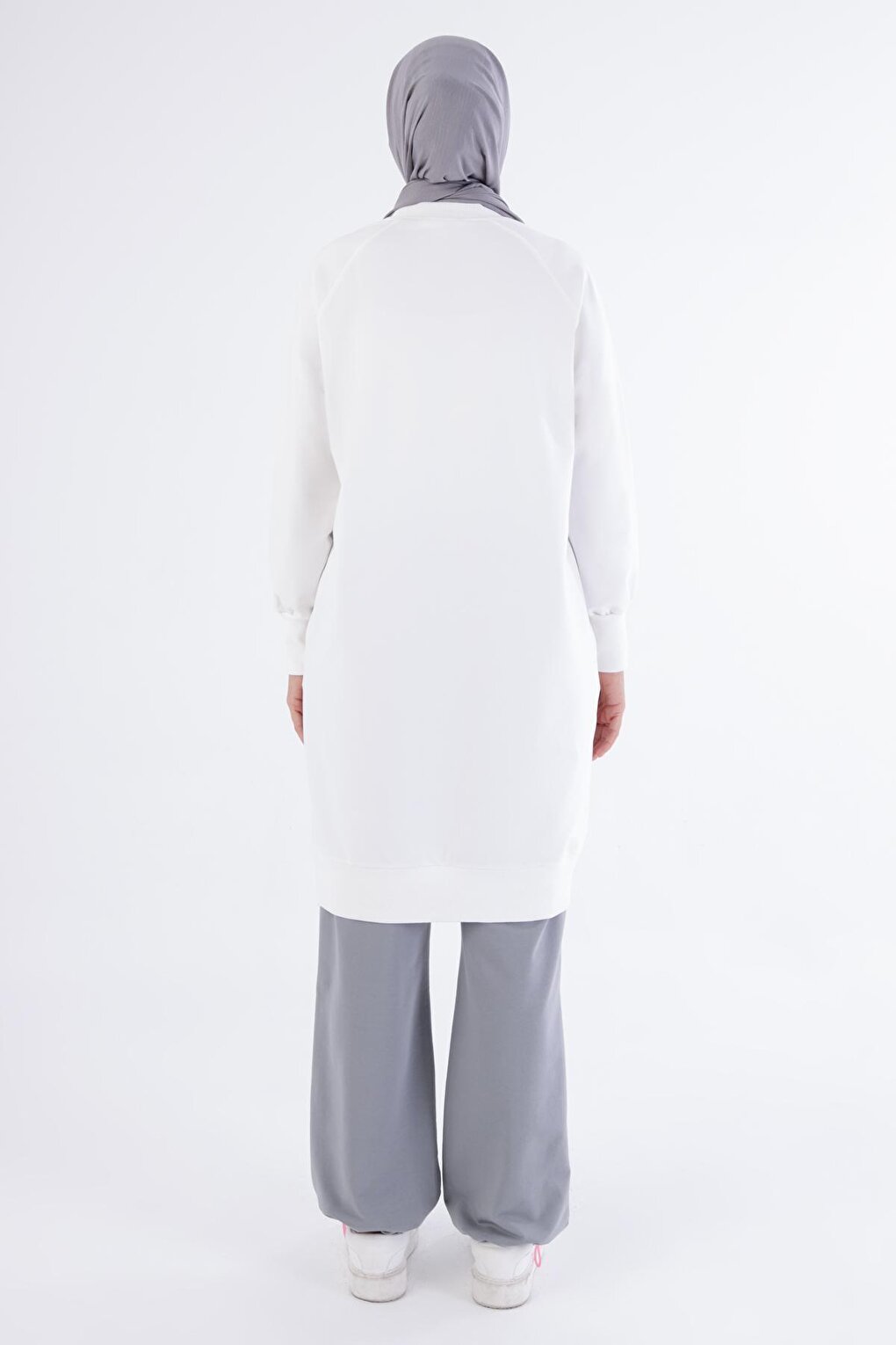 White Faith Written Embroidered Sweat Tunic