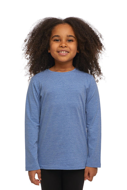 Dark Blue Melange Unisex Crew Neck Long Sleeve T-Shirt