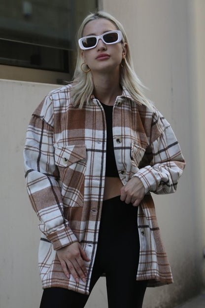 Camel Plaid Women's Lumberjack Shirt MG1915