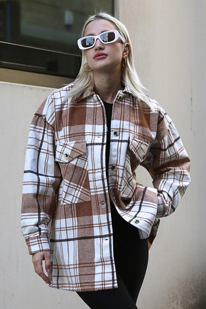 Camel Plaid Women's Lumberjack Shirt MG1915