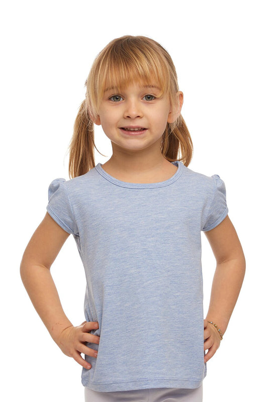 Blue Melange Girl's Short Sleeve Basic T-Shirt