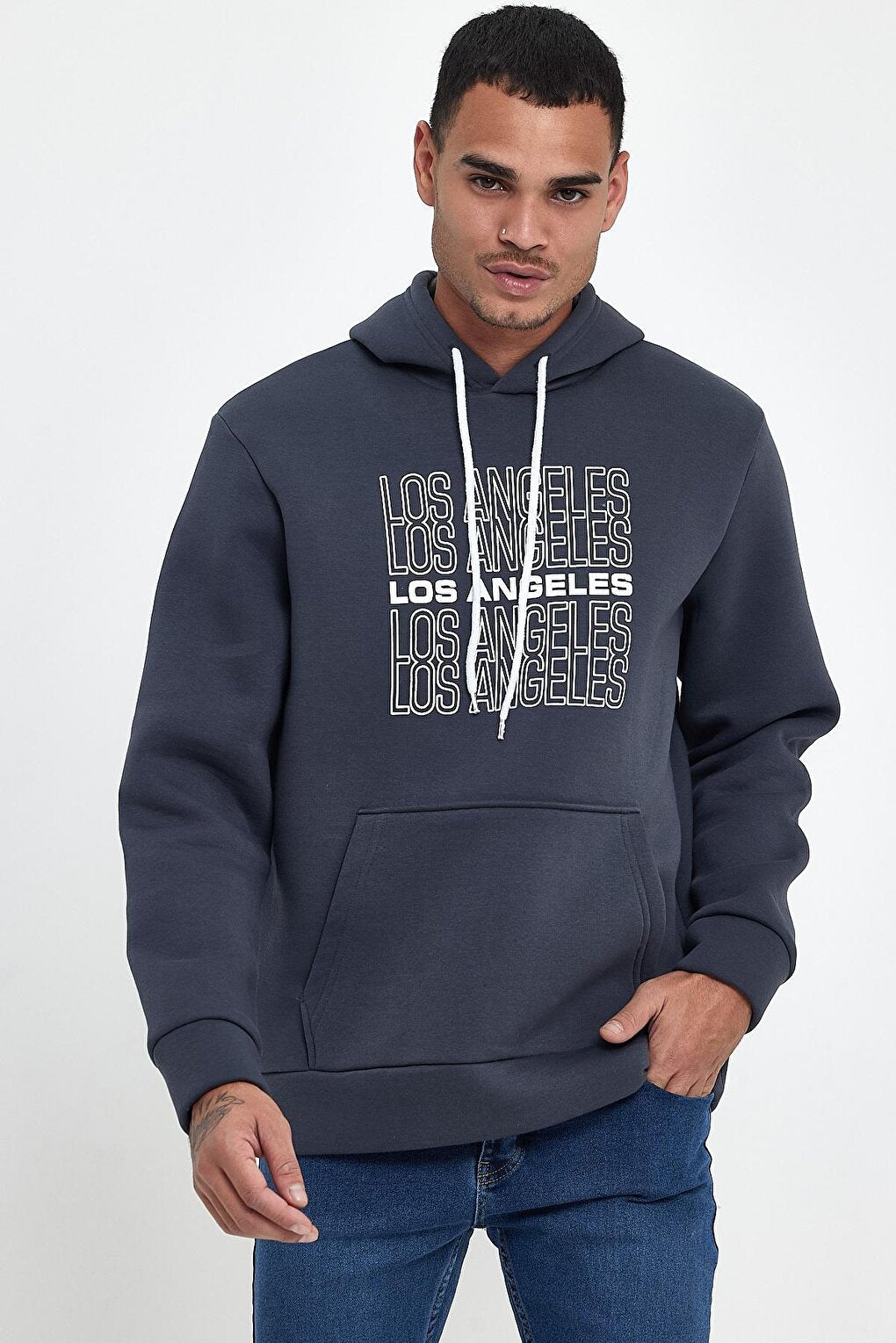 Men's Hooded Comfortable In-mold Fleece 3 thread Los Angeles Printed SweatShirt spr24sw10