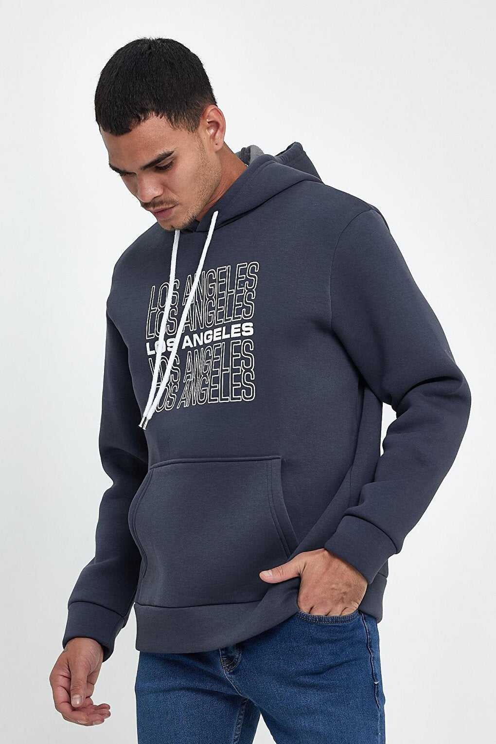 Men's Hooded Comfortable In-mold Fleece 3 thread Los Angeles Printed SweatShirt spr24sw10