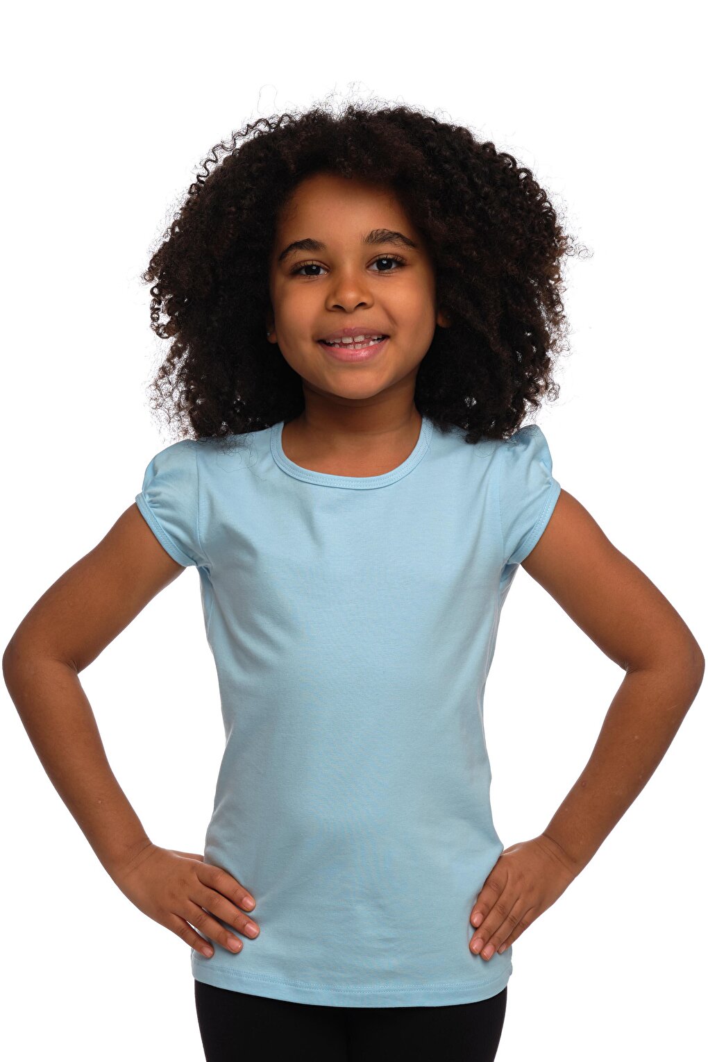 Baby Blue Girl's Short Sleeve Basic T-Shirt