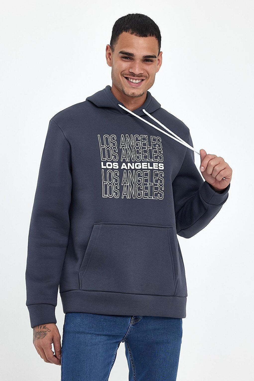 Men's Hooded Comfortable In-mold Fleece 3 thread Los Angeles Printed SweatShirt spr24sw10