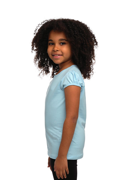 Baby Blue Girl's Short Sleeve Basic T-Shirt