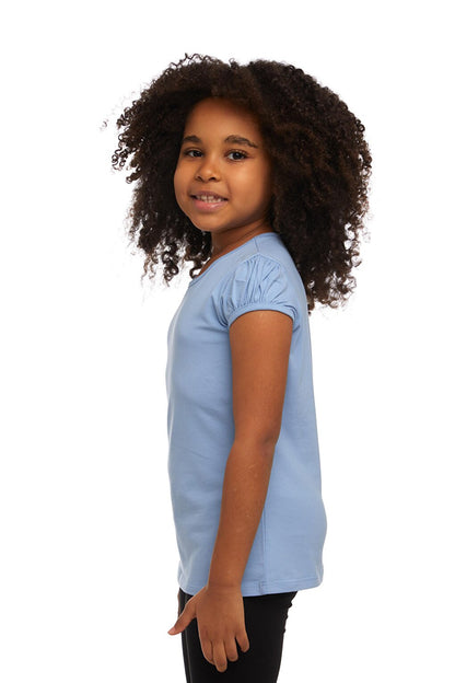 Dark Blue Girl's Short Sleeve Basic T-Shirt