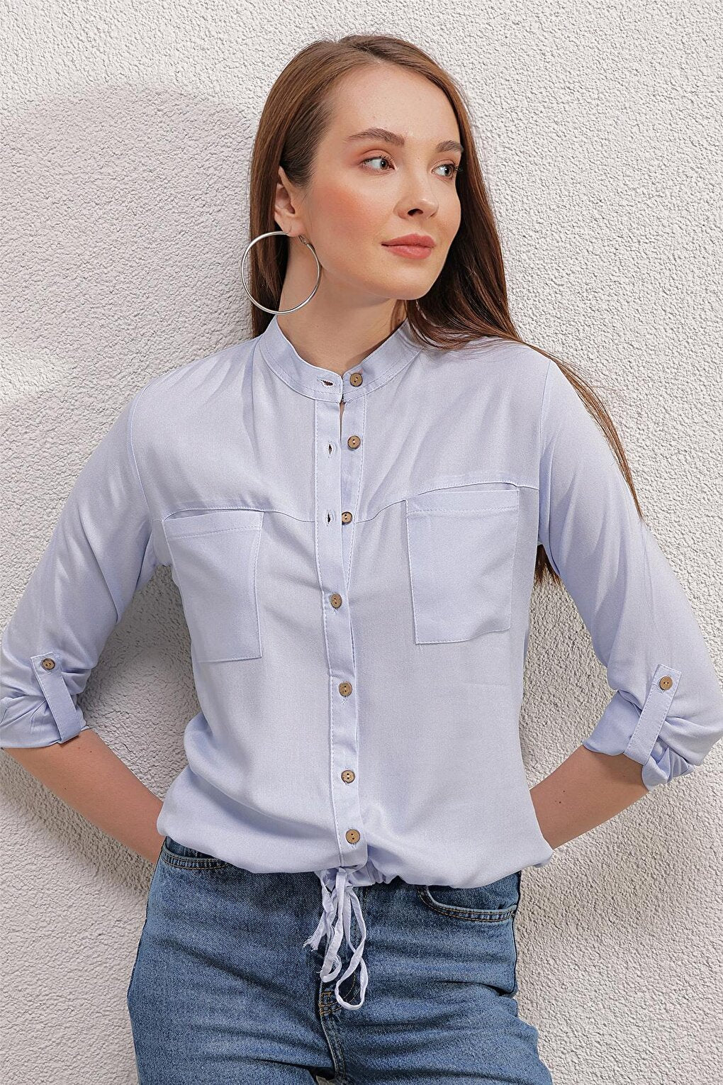 3619 LACE FRONT SHIRT - Blue