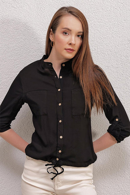 3619 LACE FRONT SHIRT - Black