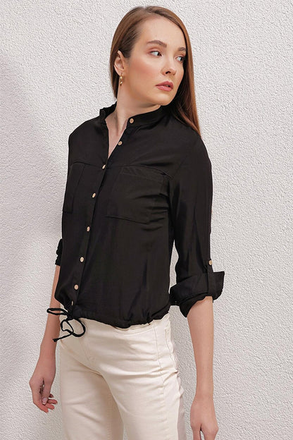 3619 LACE FRONT SHIRT - Black