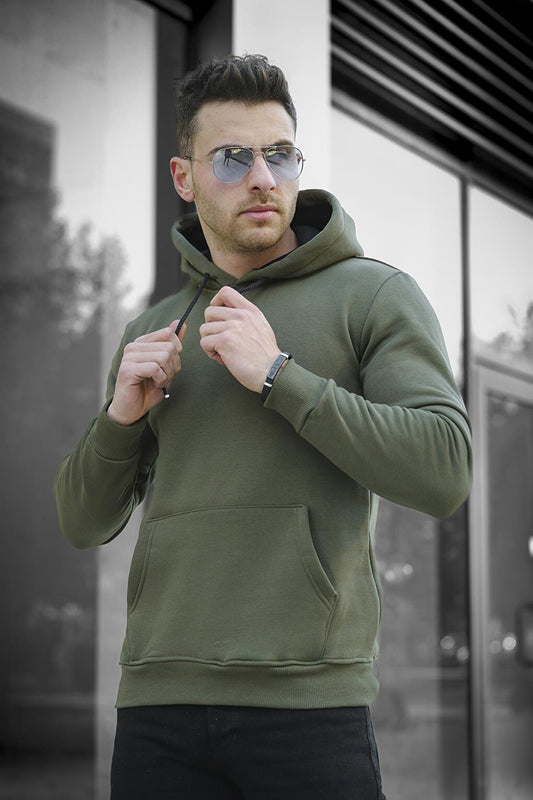 Janvier Three Thread Rose Gold Fitted Hooded Basic Men's Sweatshirt