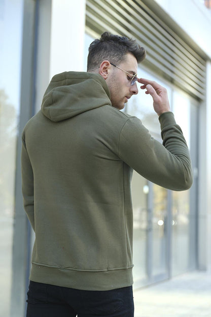 Janvier Three Thread Rose Gold Fitted Hooded Basic Men's Sweatshirt