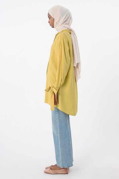 Yellow Removable Ribbon Shirt Tunic