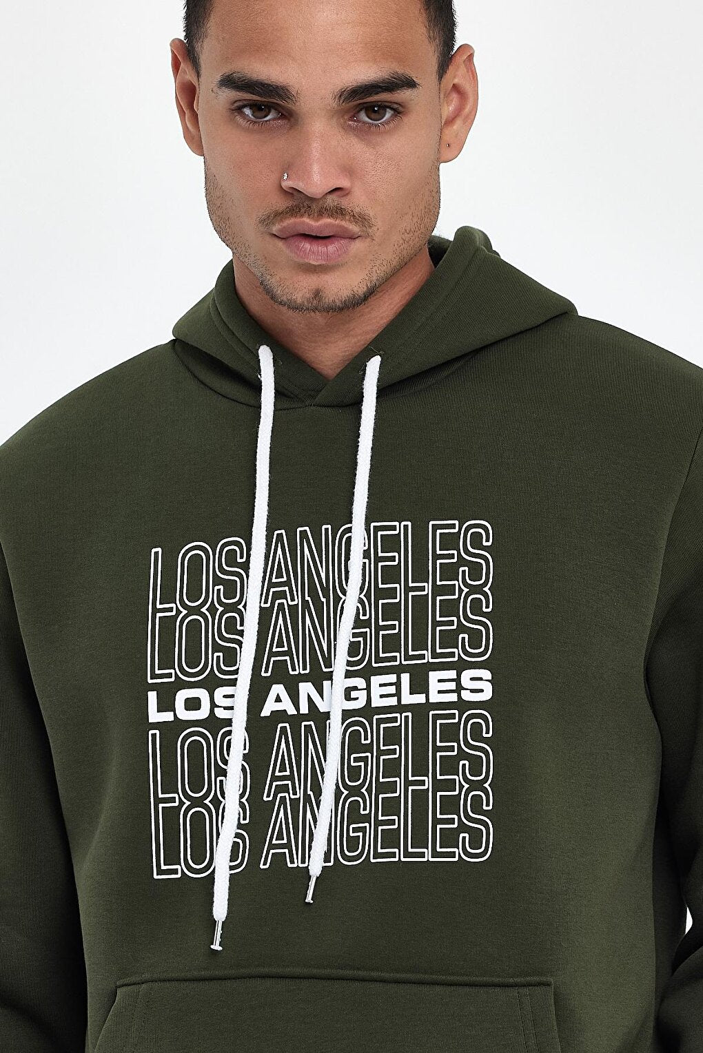 Men's Hooded Comfortable In-mold Fleece 3 thread Los Angeles Printed SweatShirt spr24sw10