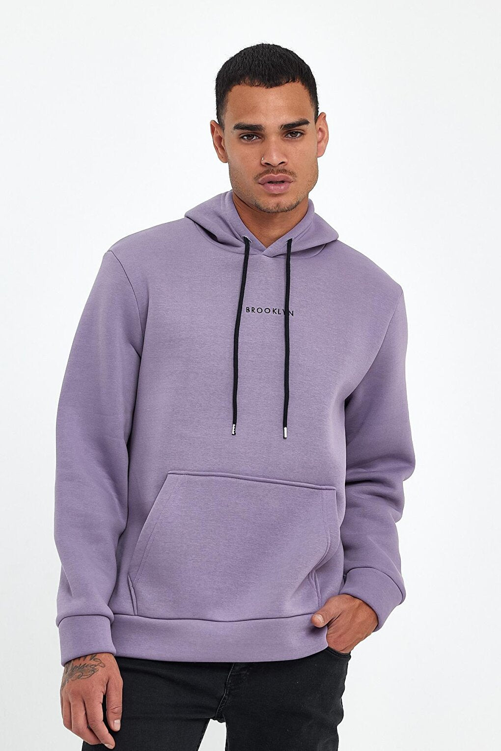 Men's Hooded Comfortable In-mold Fleece 3 thread Medium Brooklyn Printed SweatShirt spr24sw13