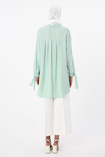 Light Green Removable Ribbon Shirt Tunic