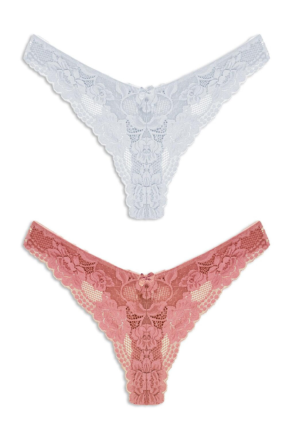 Lace High Waist Women's Thong Panties 2-pack