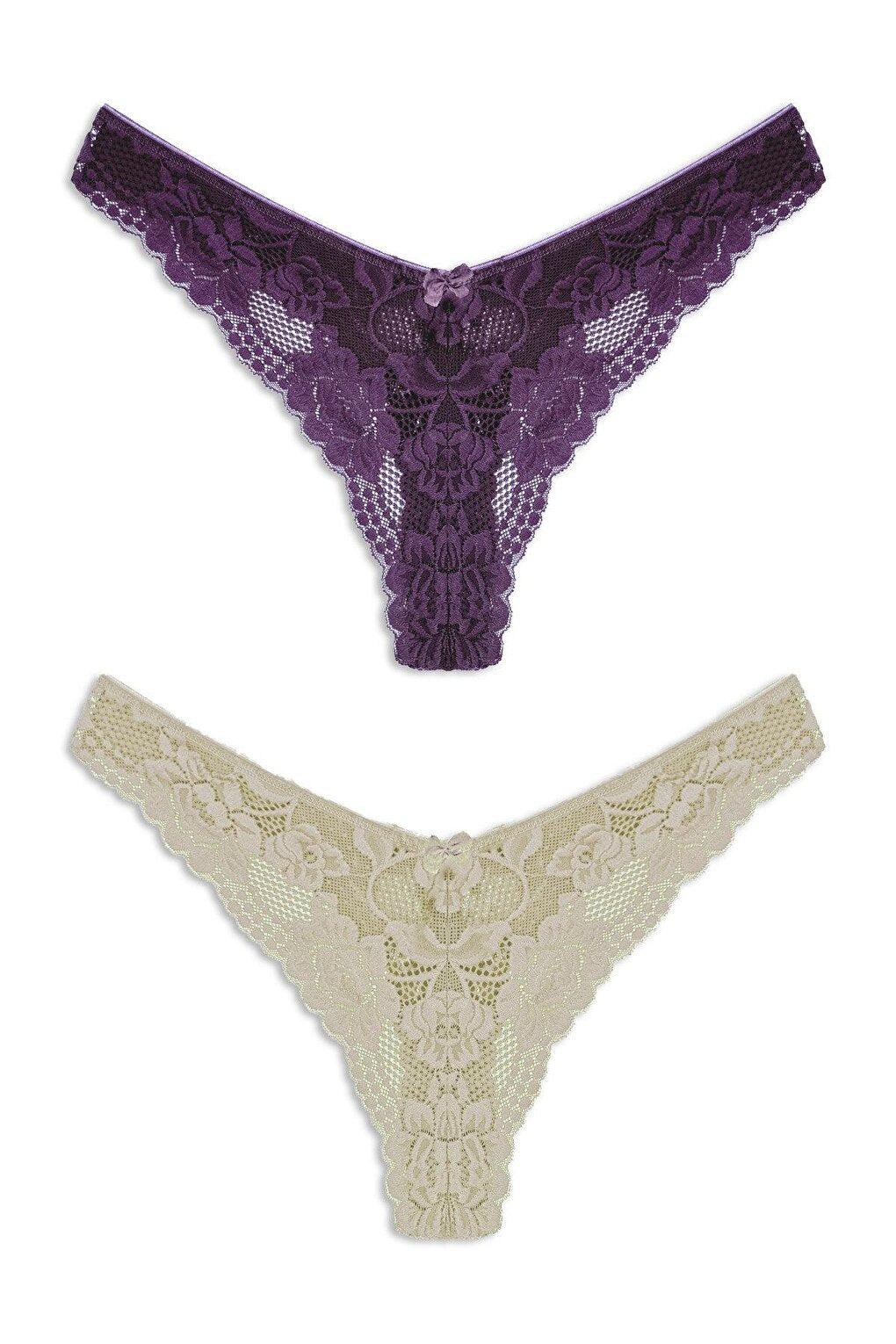 Lace High Waist Women's Thong Panties 2-pack