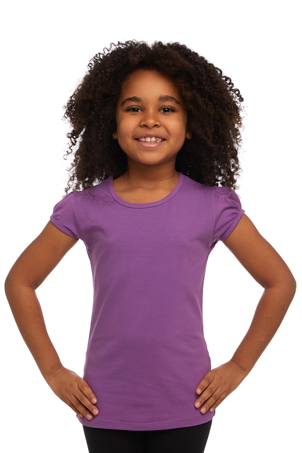 Light Purple Girl's Short Sleeve Basic T-Shirt