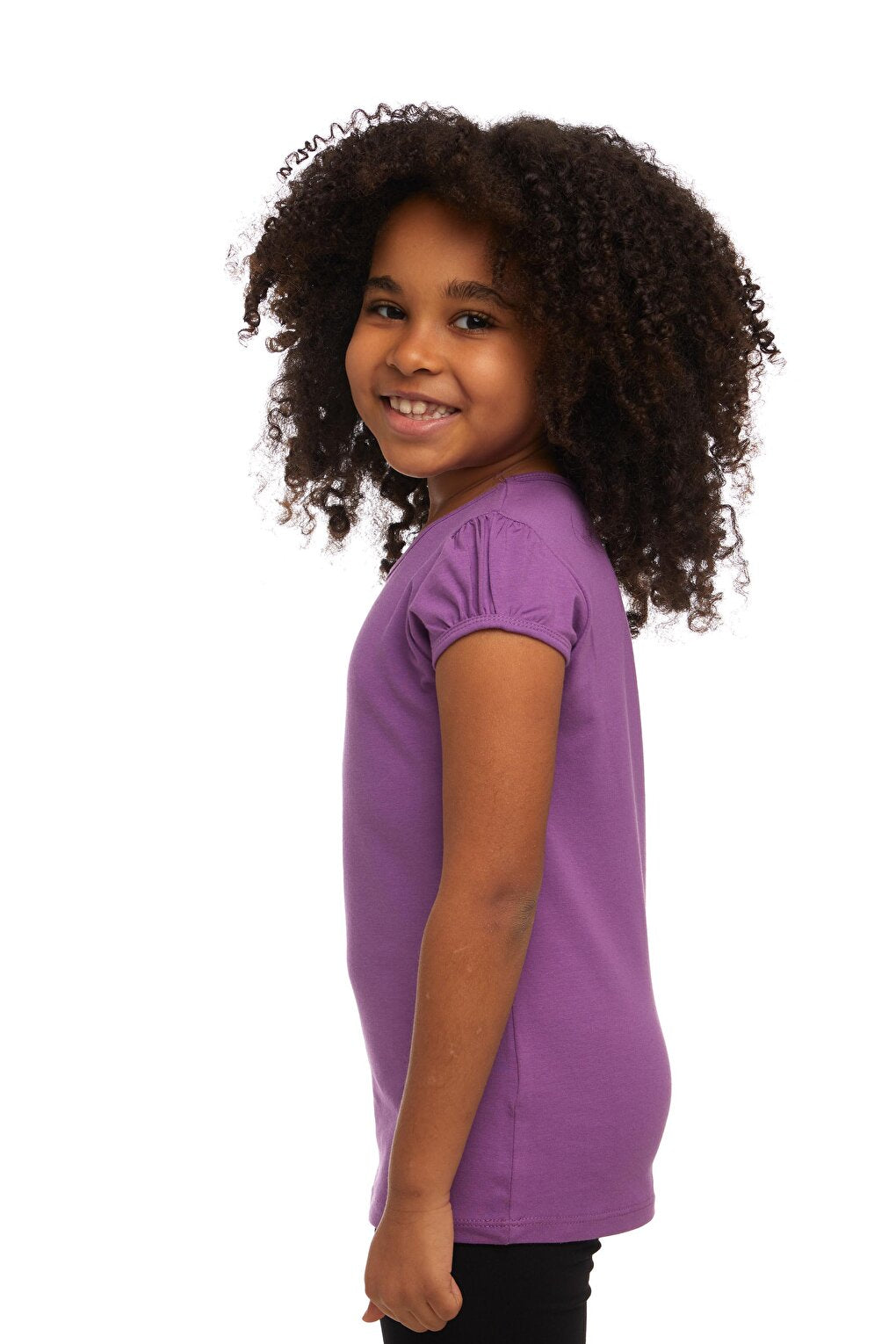 Light Purple Girl's Short Sleeve Basic T-Shirt